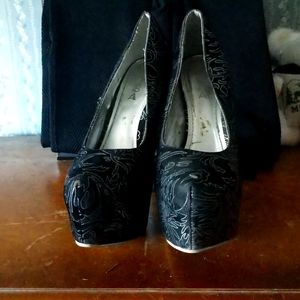 Black and silver heels